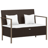 vidaXL Tuinbank 2-zits met kussens poly rattan grijs