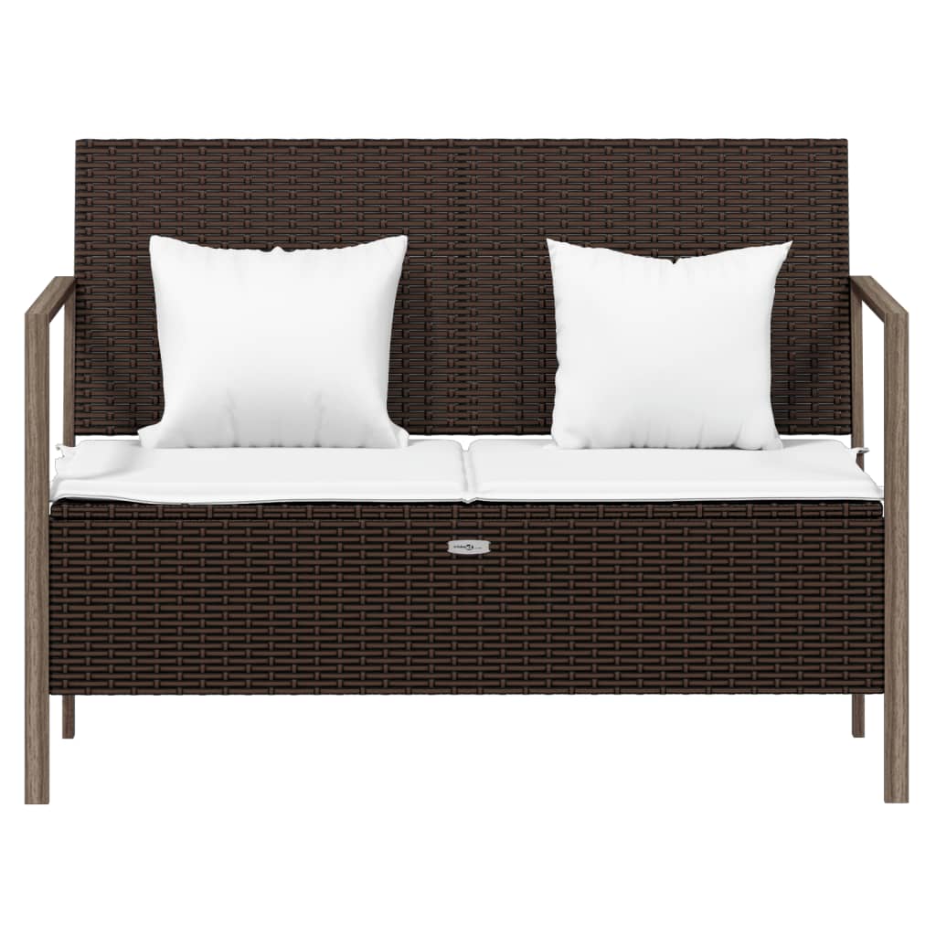 vidaXL Tuinbank 2-zits met kussens poly rattan grijs
