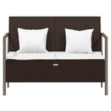 vidaXL Tuinbank 2-zits met kussens poly rattan grijs