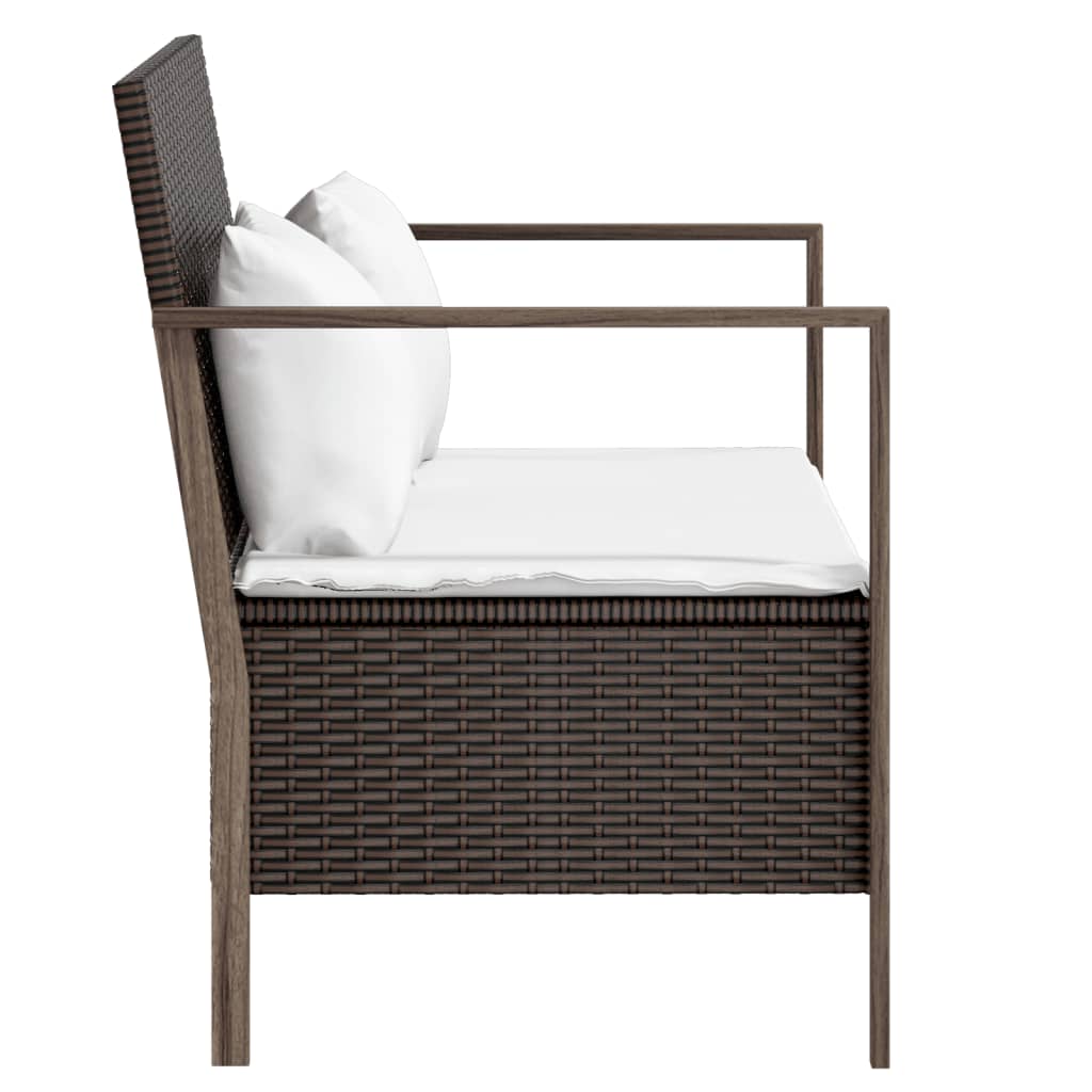 vidaXL Tuinbank 2-zits met kussens poly rattan grijs