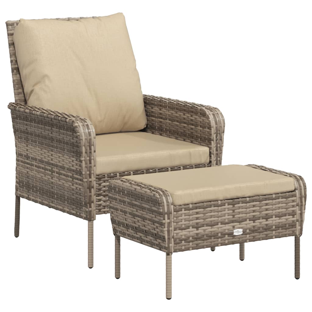 vidaXL Garden Chair with Footrest Poly Rattan Light Brown