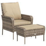 vidaXL Garden Chair with Footrest Poly Rattan Light Brown