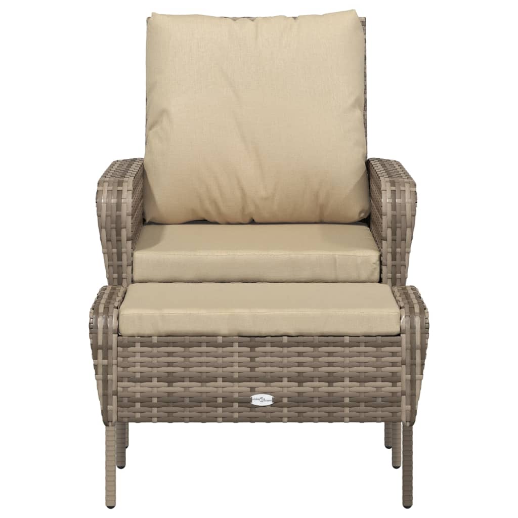 vidaXL Garden Chair with Footrest Poly Rattan Light Brown