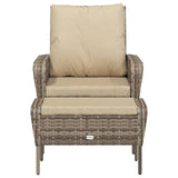 vidaXL Garden Chair with Footrest Poly Rattan Light Brown