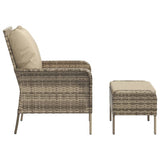 vidaXL Garden Chair with Footrest Poly Rattan Light Brown