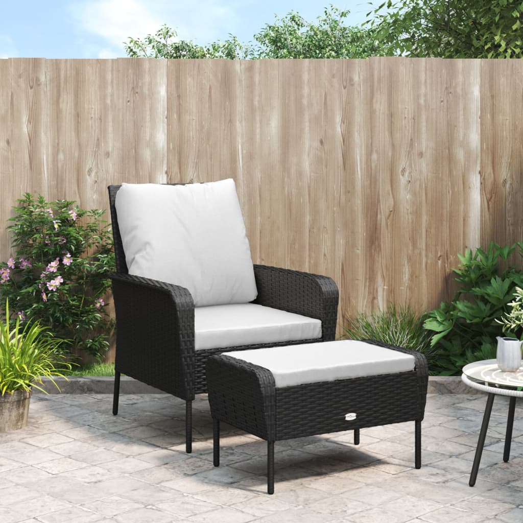 vidaXL Garden Chair with Footrest Poly Rattan Light Brown