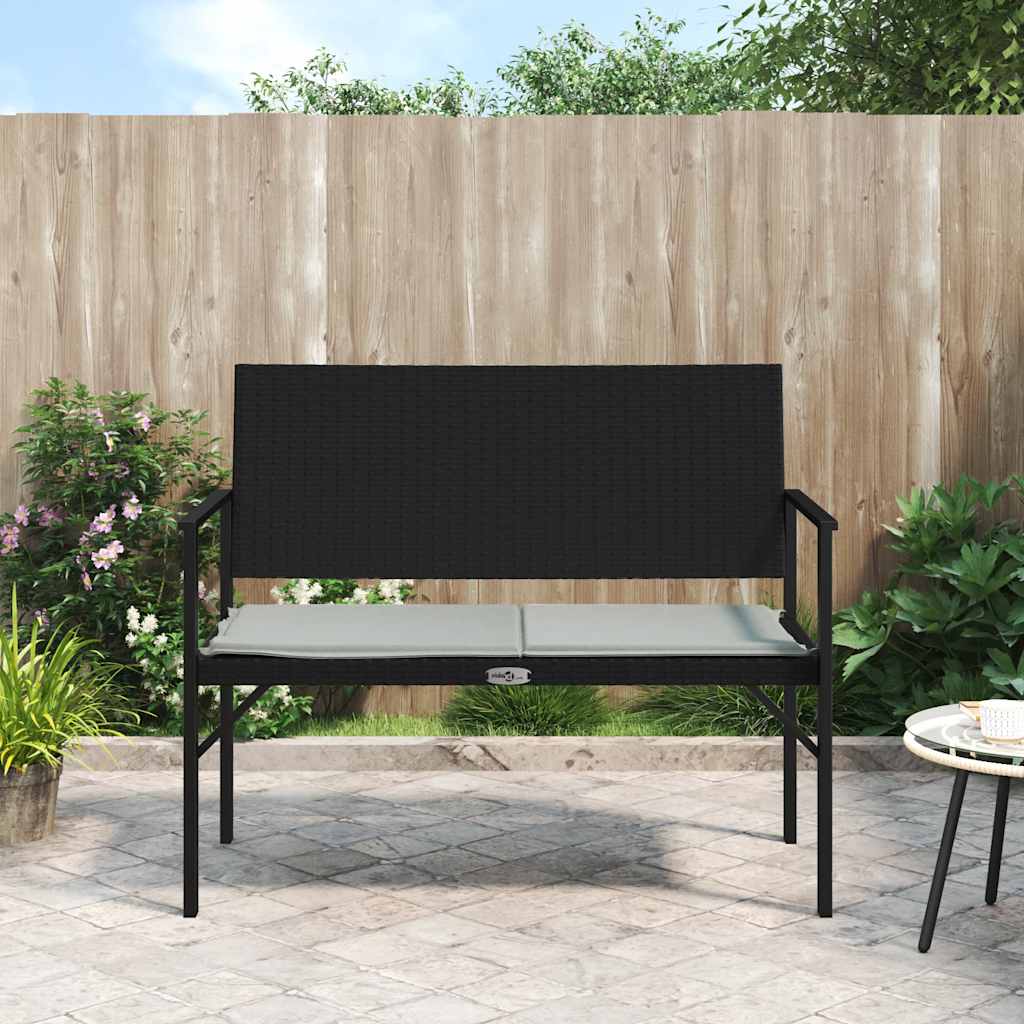 vidaXL Tuinbank 2-zits met kussen poly rattan zwart