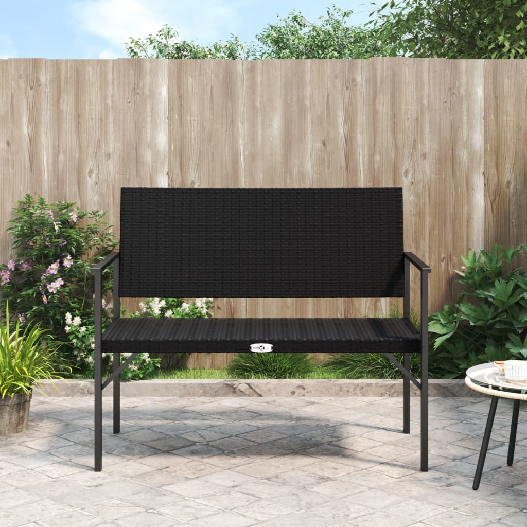 vidaXL Tuinbank 2-zits met kussen poly rattan zwart