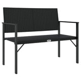 vidaXL Tuinbank 2-zits met kussen poly rattan zwart