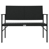 vidaXL Tuinbank 2-zits met kussen poly rattan zwart