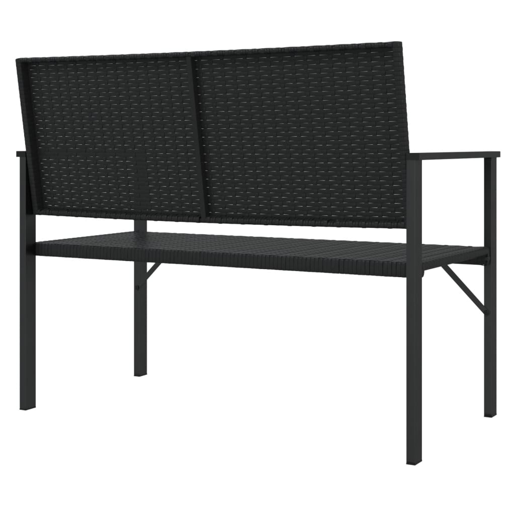 vidaXL Tuinbank 2-zits met kussen poly rattan zwart