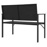 vidaXL Tuinbank 2-zits met kussen poly rattan zwart