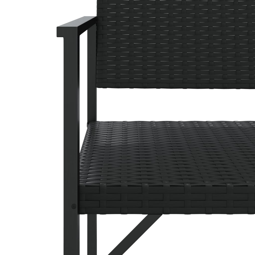 vidaXL Tuinbank 2-zits met kussen poly rattan zwart