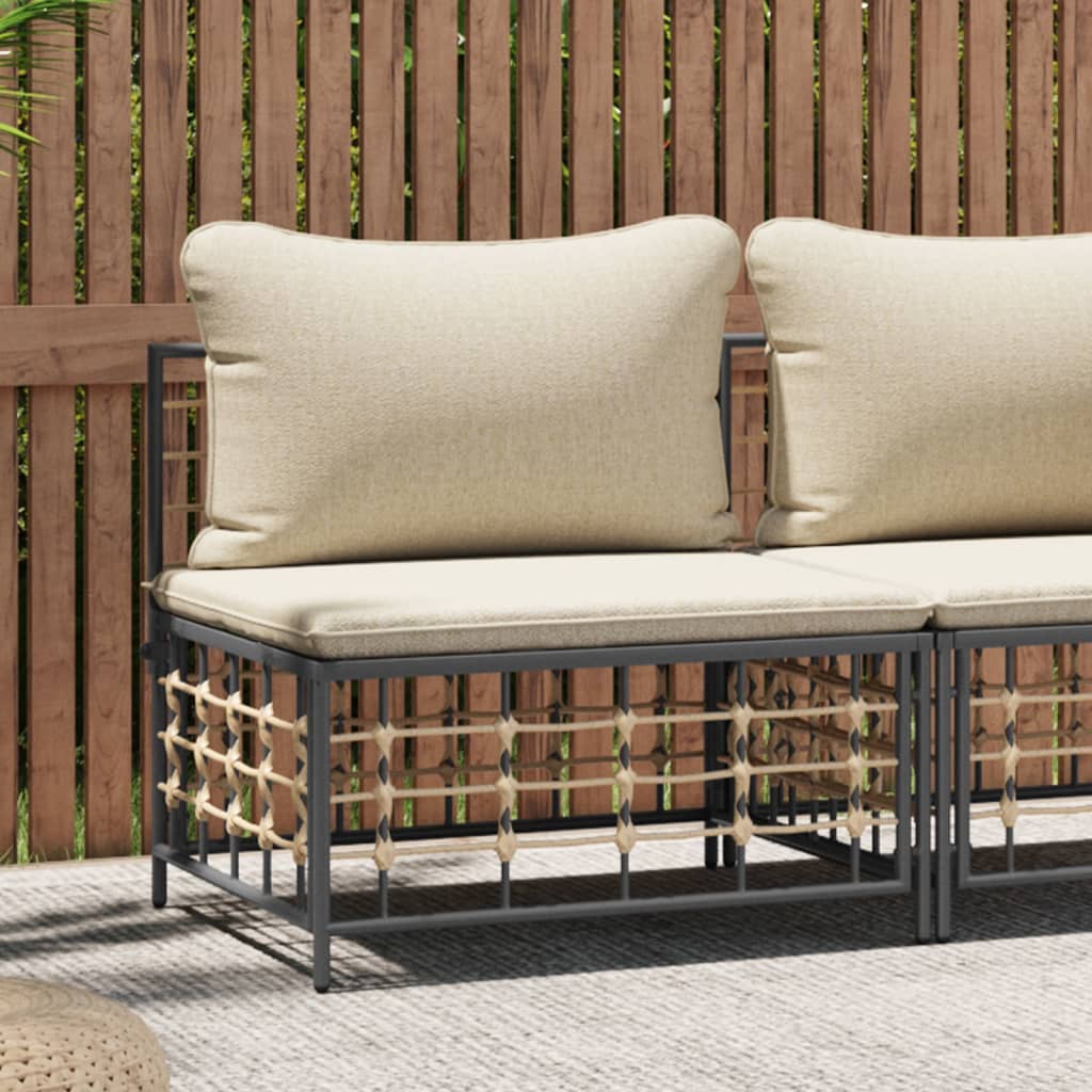 vidaXL Tuinhoekbank met beige kussens poly rattan