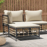 vidaXL Tuinhoekbank met beige kussens poly rattan