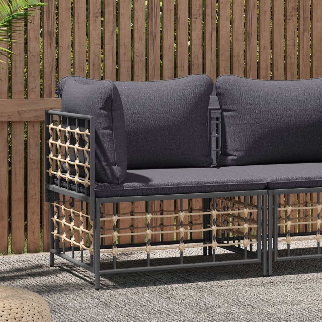 vidaXL Tuinhoekbank met beige kussens poly rattan