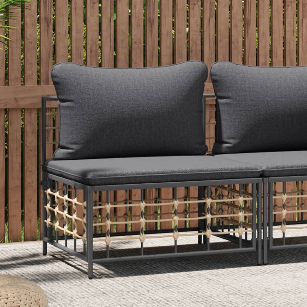 vidaXL Tuinhoekbank met beige kussens poly rattan