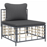 vidaXL Tuinhoekbank met beige kussens poly rattan