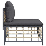 vidaXL Tuinhoekbank met beige kussens poly rattan