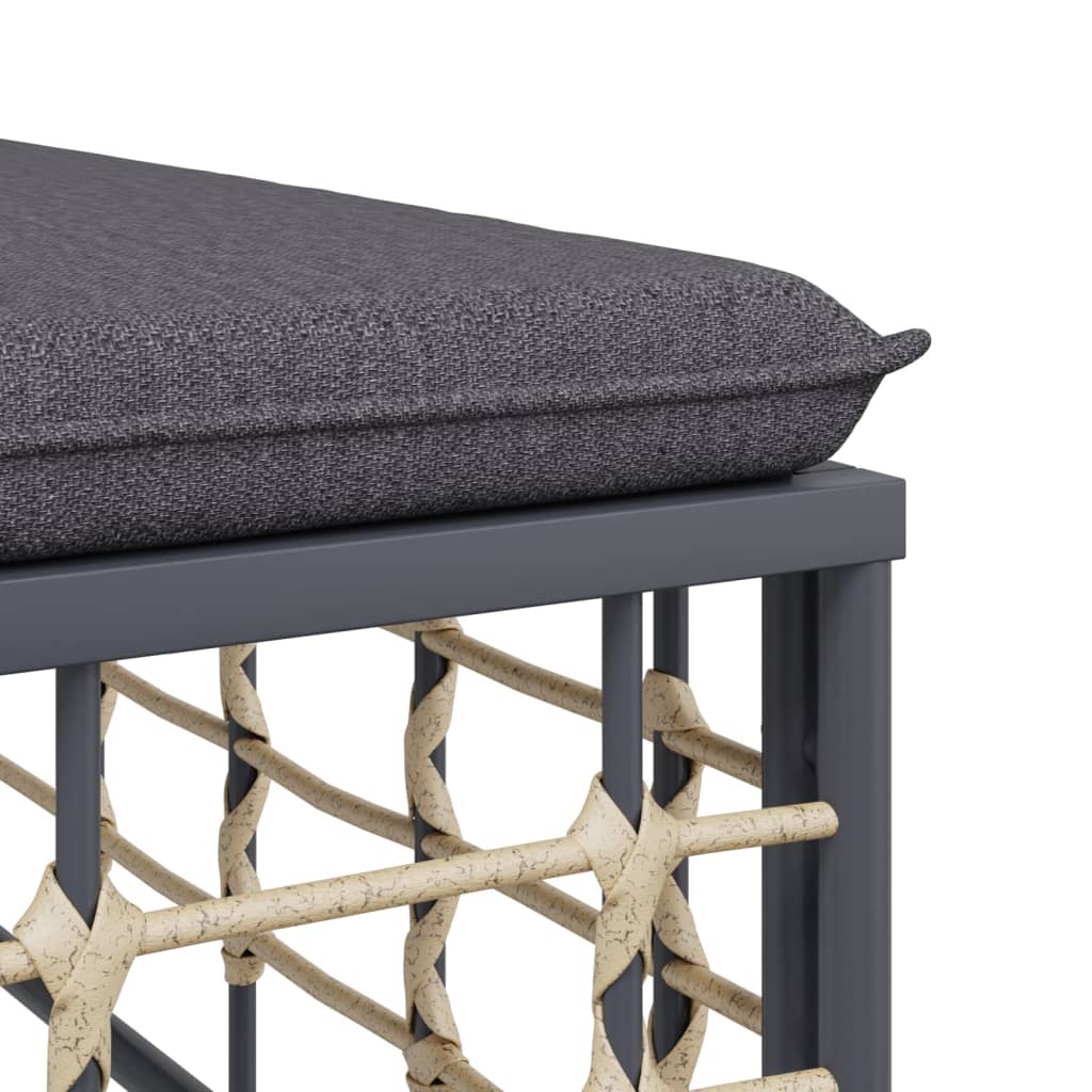 vidaXL Tuinhoekbank met beige kussens poly rattan