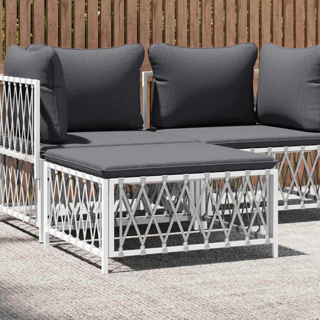 vidaXL Tuinhoekbank met kussens geweven stof wit