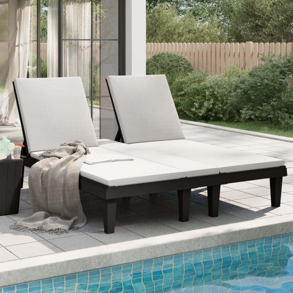 vidaXL Ligbed tweepersoons 155x138x83 cm polypropeen zwart