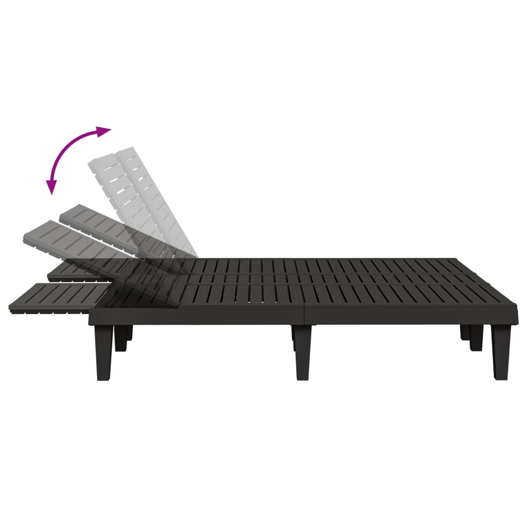 vidaXL Ligbed tweepersoons 155x138x83 cm polypropeen zwart