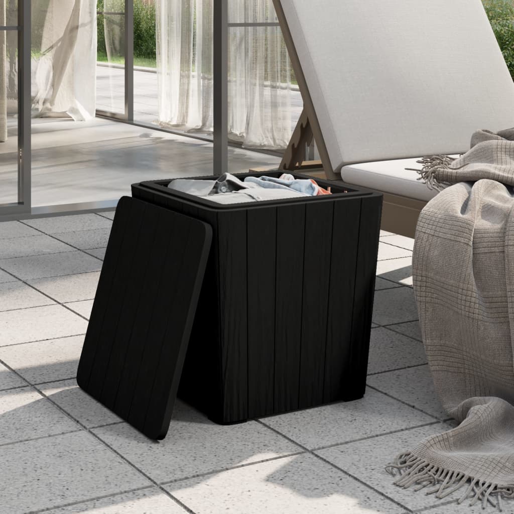 vidaXL Garden Table with Removable Lid Polypropylene Black