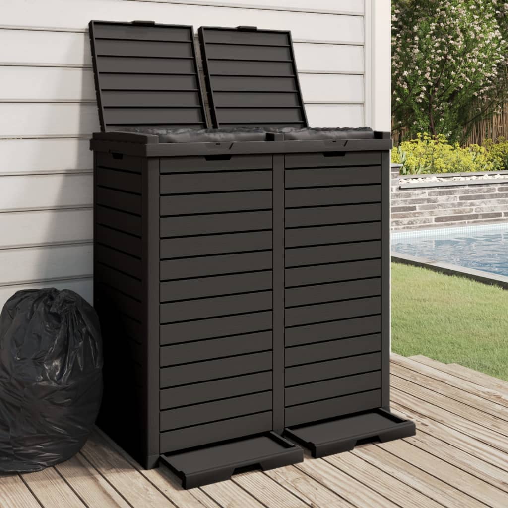 vidaXL Vuilnisbak voor tuin 78x41x86 cm polypropeen zwart