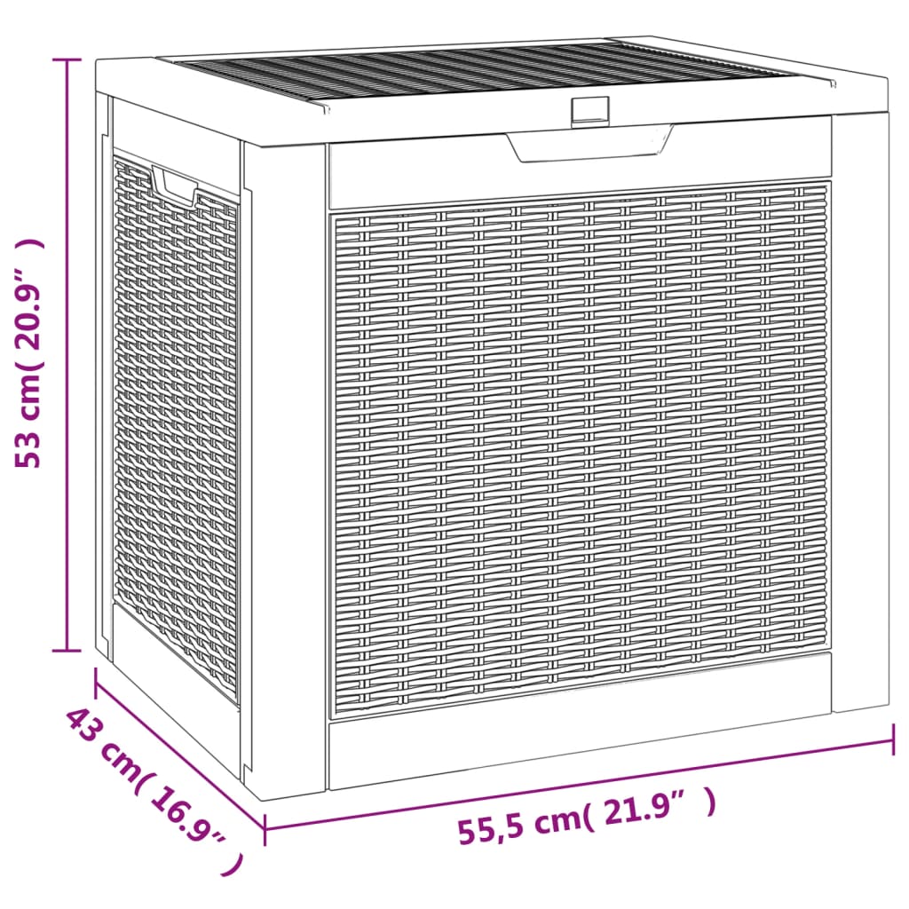 vidaXL Garden Storage Box 55.5x43x53 cm polypropylene black