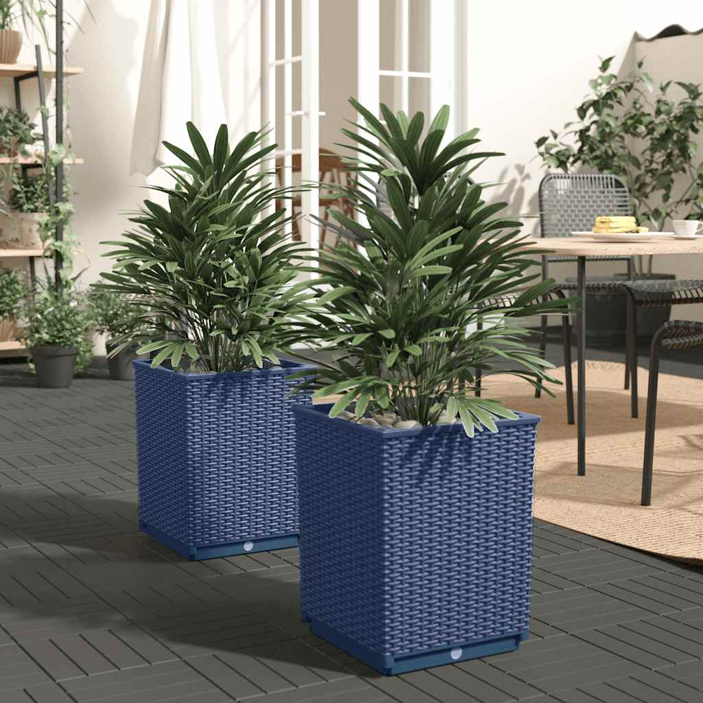vidaXL Plantenbakken 2 st 30x30x37 cm polypropeen blauwgrijs