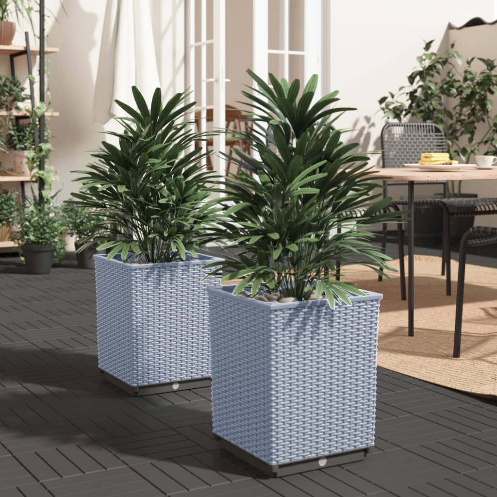 vidaXL Plantenbakken 2 st 30x30x37 cm polypropeen blauwgrijs