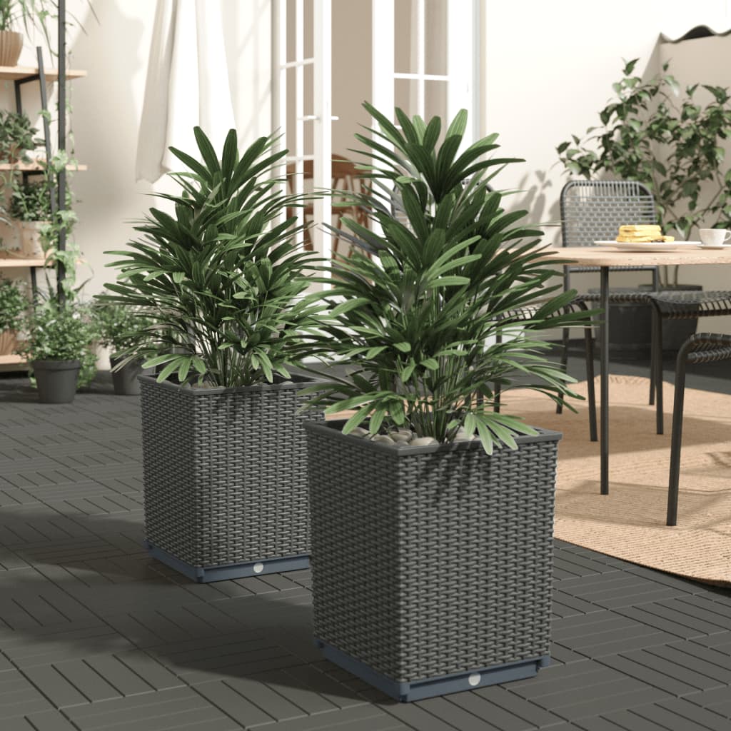 vidaXL Plantenbakken 2 st 30x30x37 cm polypropeen blauwgrijs