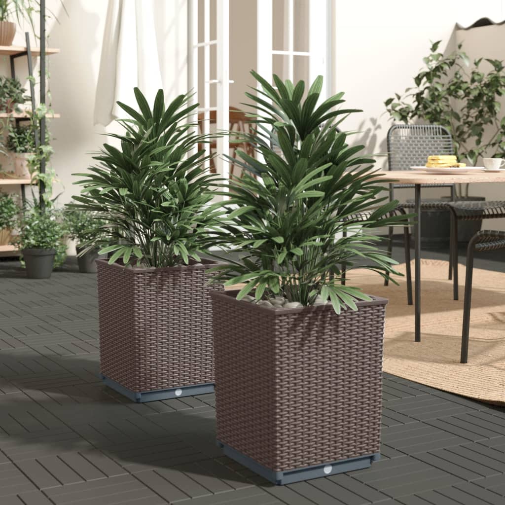 vidaXL Plantenbakken 2 st 30x30x37 cm polypropeen blauwgrijs
