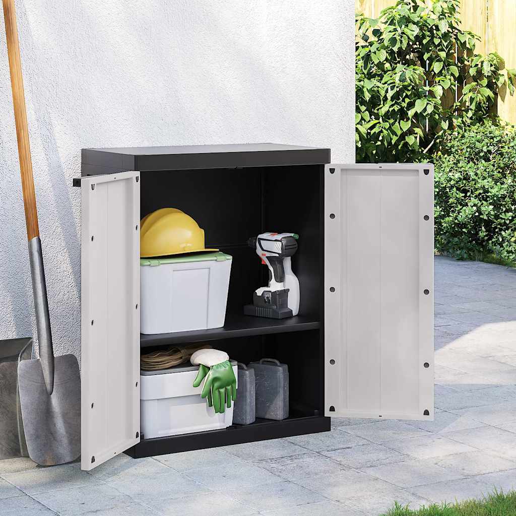 vidaXL Tuinkast 65x37x85 cm polypropeen grijs en zwart