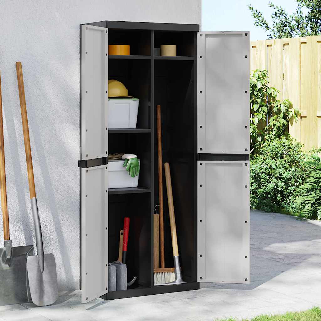 vidaXL Tuinkast 65x37x85 cm polypropeen grijs en zwart