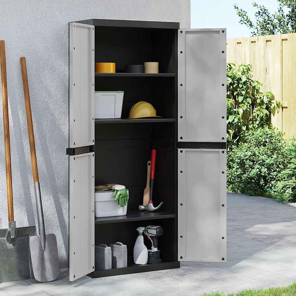 vidaXL Tuinkast 65x37x85 cm polypropeen grijs en zwart