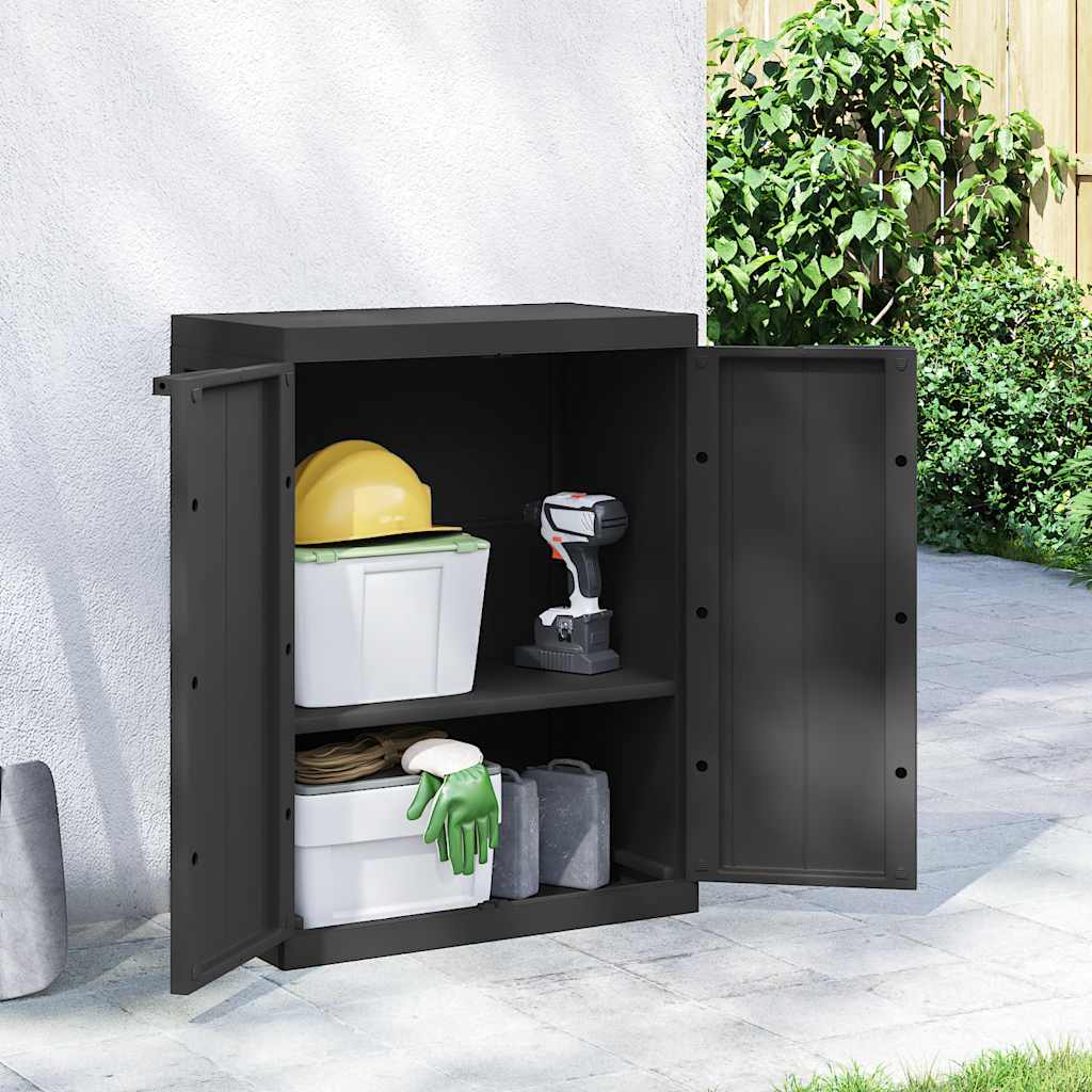 vidaXL Tuinkast 65x37x85 cm polypropeen grijs en zwart
