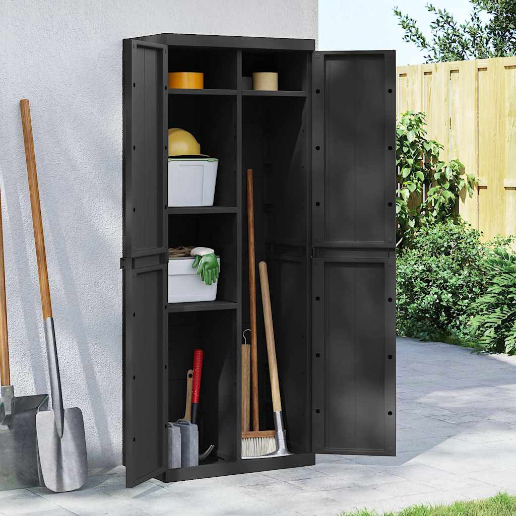 vidaXL Tuinkast 65x37x85 cm polypropeen grijs en zwart