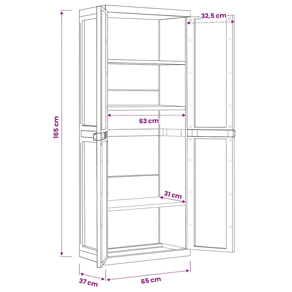 vidaXL Tuinkast 65x37x85 cm polypropeen grijs en zwart