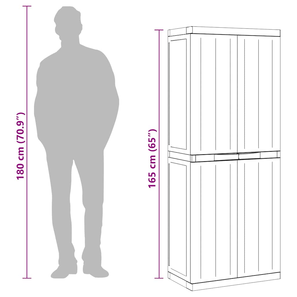 vidaXL Tuinkast 65x37x85 cm polypropeen grijs en zwart