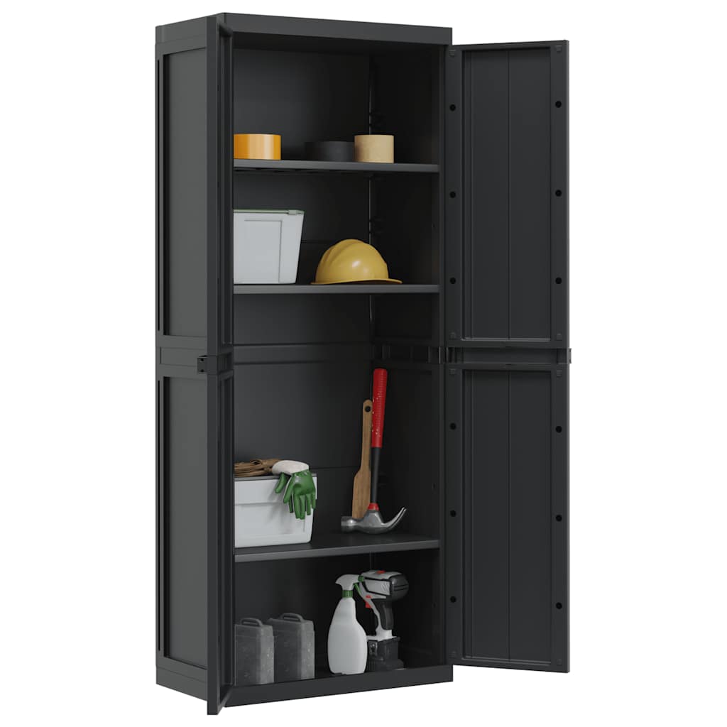 vidaXL Tuinkast 65x37x85 cm polypropeen grijs en zwart