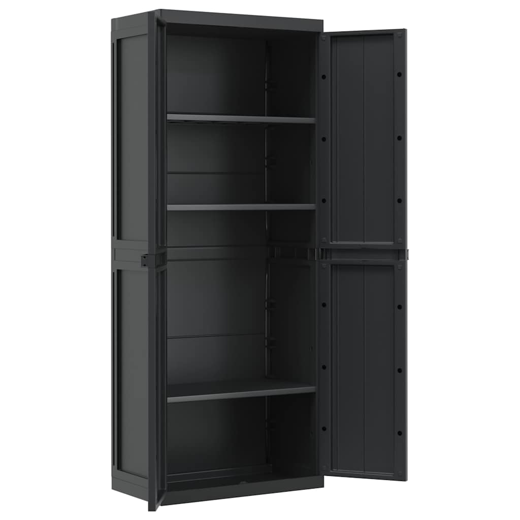 vidaXL Tuinkast 65x37x85 cm polypropeen grijs en zwart