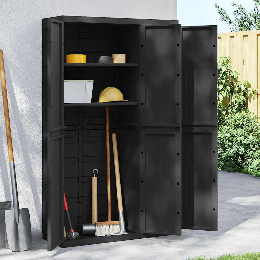vidaXL Tuinkast 65x37x85 cm polypropeen grijs en zwart