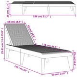vidaXL Sun Lounger 186x60x29 cm Polypropylene White