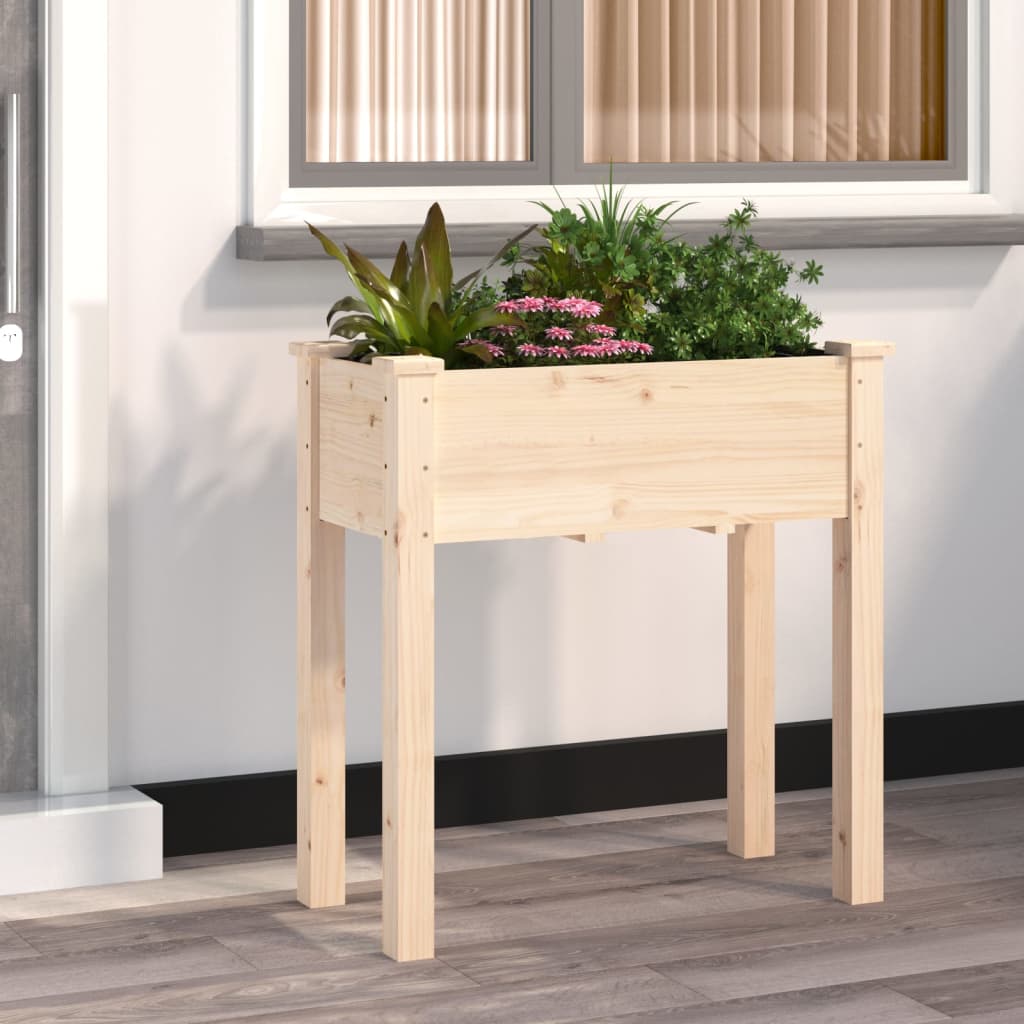 vidaXL Plantenbak op wieltjes 71x37x80 cm massief vurenhout