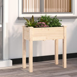 vidaXL Plantenbak op wieltjes 71x37x80 cm massief vurenhout