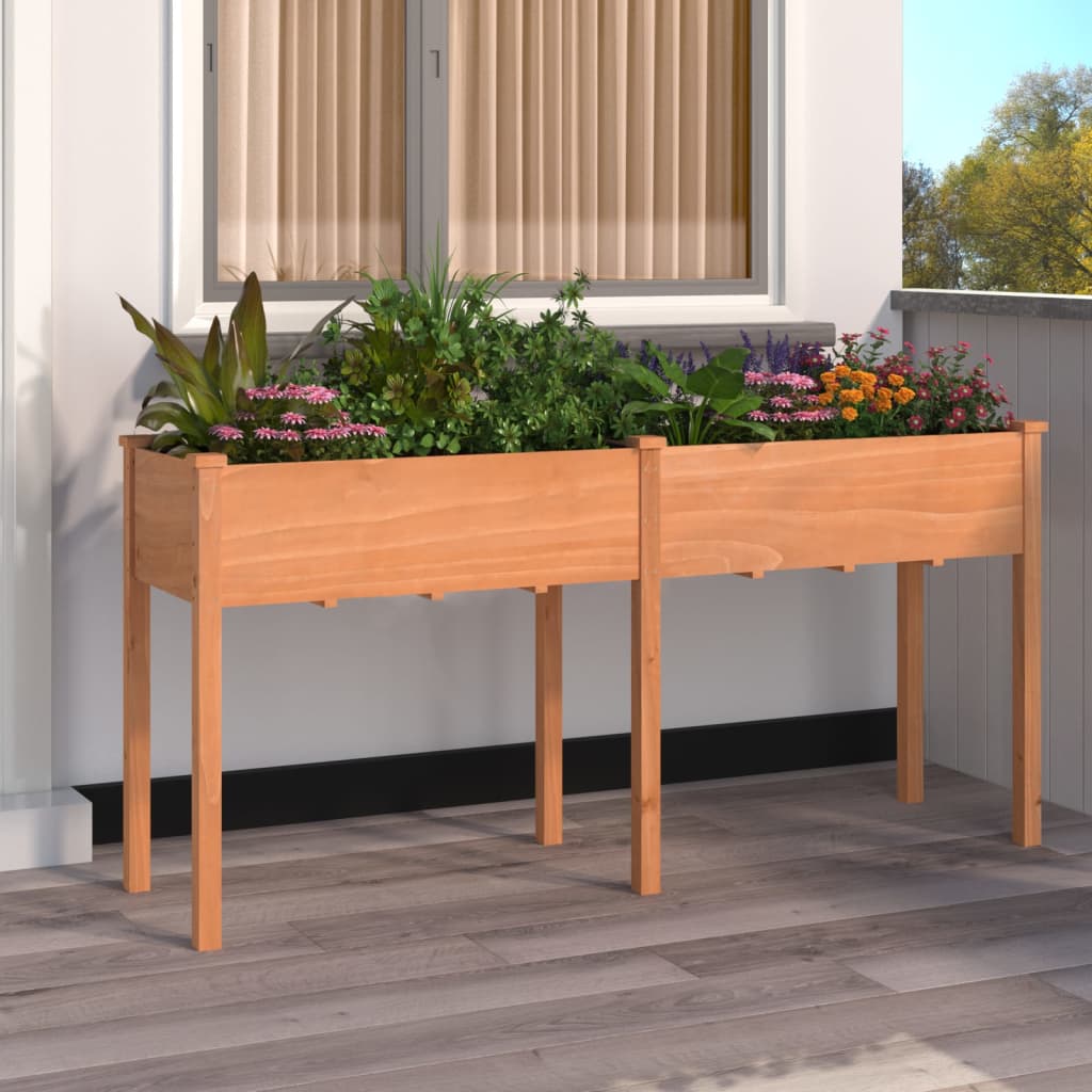 vidaXL Plantenbak op wieltjes 71x37x80 cm massief vurenhout
