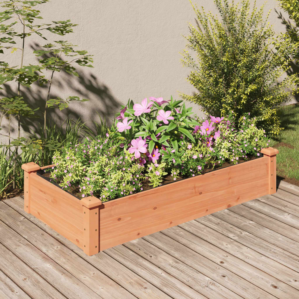 vidaXL Plantenbak verhoogd met voering 120x45x25 cm massief vurenhout