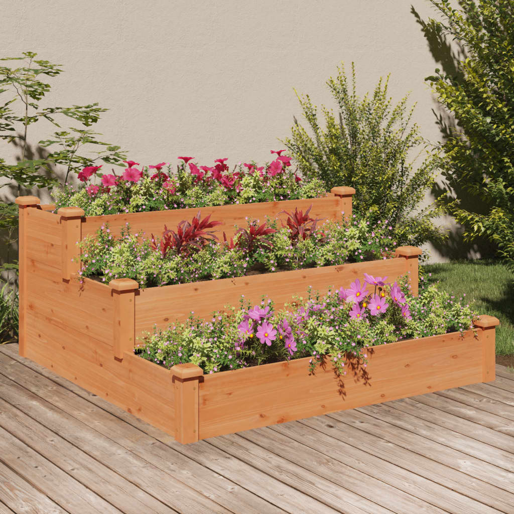 vidaXL Raised Planter with Liner 120x120x56 cm Solid Pinewood